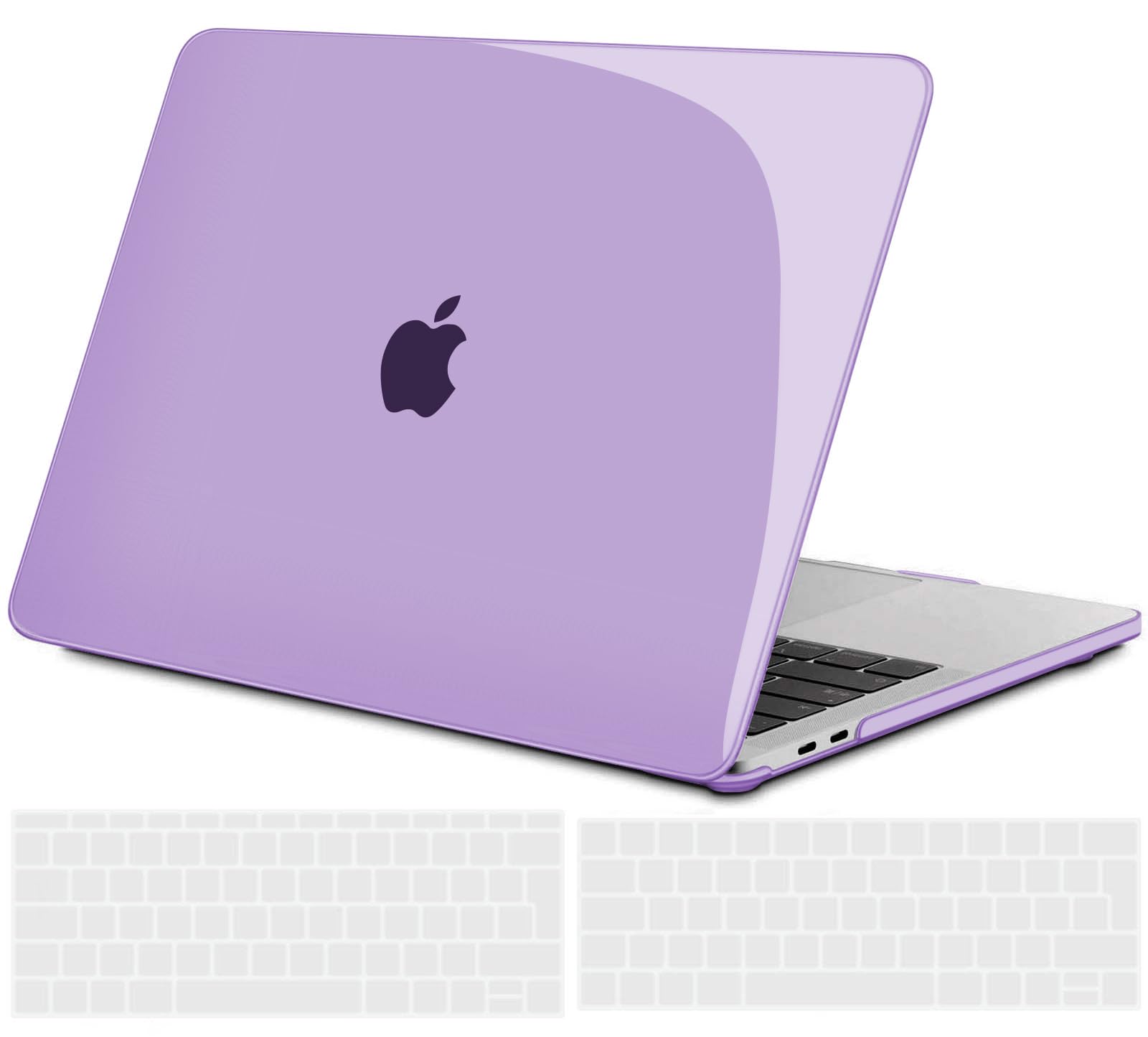 TECOOL Case compatible with MacBook Pro 13 inch 2016-2022 (M2 M1 A2338/A2289/A2251/A2159/A1989/A1706/A1708), Plastic Snap On Hard Shell Cover & UK EU Keyboard Protector, Crystal Lilac (Glossy)