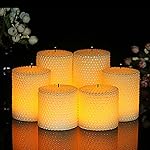 Flameless Flickering LED Candles with 10-Key Remote Control Timer LED Textured Wax Pearl Flameless Pillar Candles, 3"x3"/4"/5", Set of 6