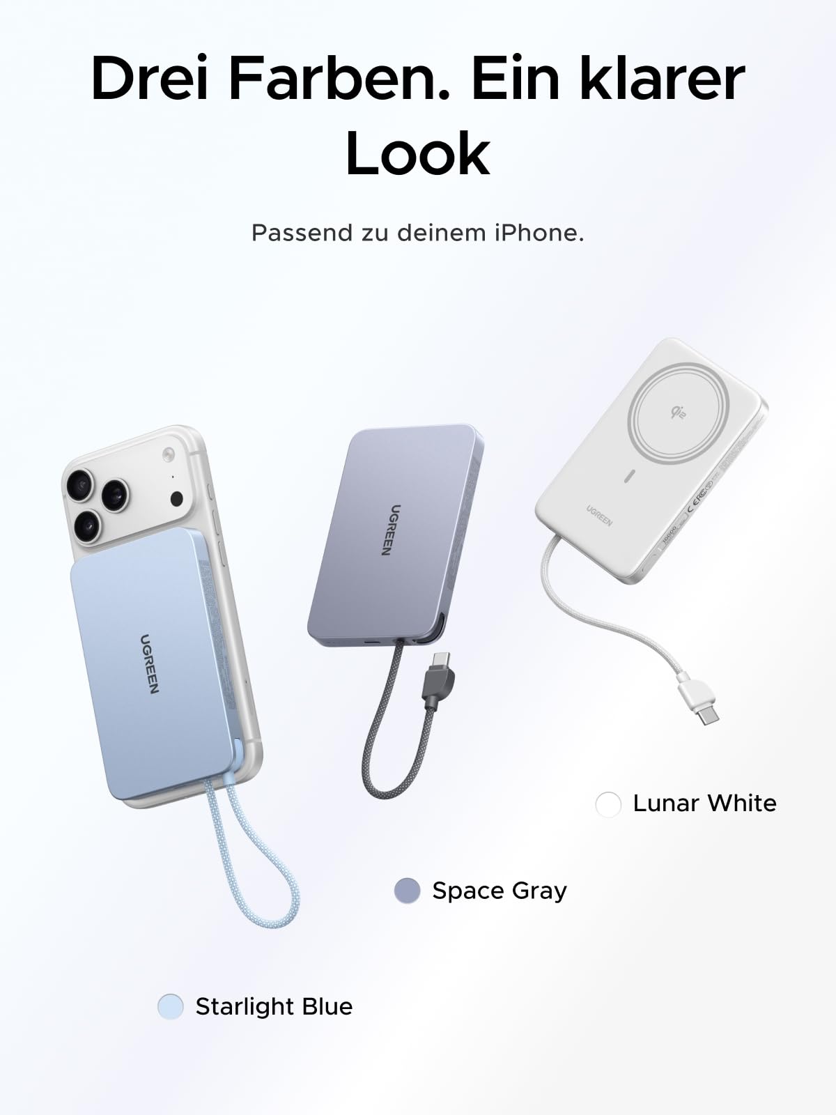 UGREEN MagFlow Air Ultra Slim Powerbank Magsafe 10000mAh Qi2 15W, (Grau) 9