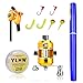 Elemart ActionEliters Portable Fishing Rod Pole and Reel Combo Set - Telescopic Pocket Fishing Pen Rod Pole + Reel Aluminum Alloy Fishing Line Soft Lures Baits Jig Hooks Firestarter Compass Whistle