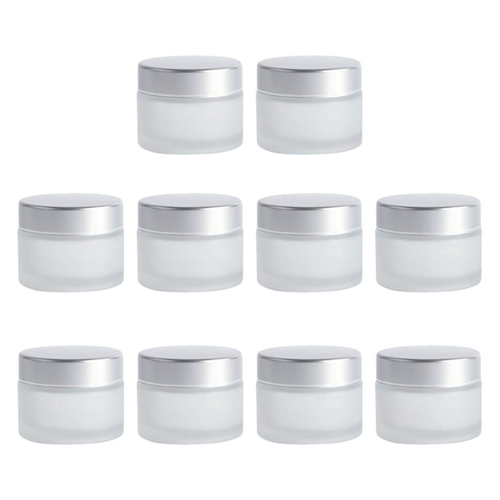 Lurrose 10pcs Glass Cosmetic Cream Jar Bottle Refillable Glass Face Cream Pot Cosmetics Container with lids and Inner Liners for Travel DIY Sample Eyeshadow Essential Oils 5g