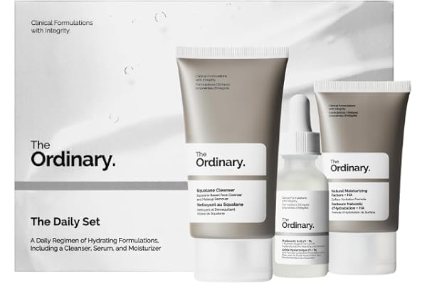 The Ordinary The Daily Set, Daily Skincare Routine with Squalane Cleanser, Hyaluronic Acid 2% + B5, and Natural Moisturizing