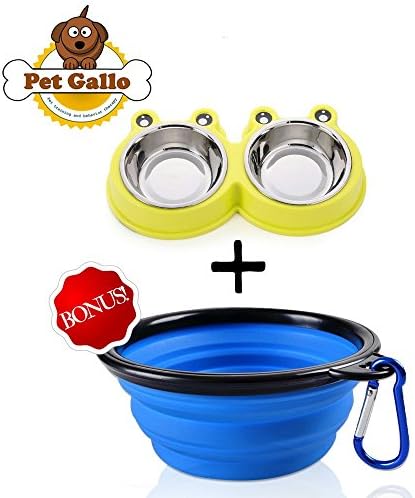 Pet Gallo pet bowl for dogs and cats in Attractive . Made From Durable Silicon and Real Stainless Steel. Special Stabilization Features Keeps Bowls From Tipping. Easy to Clean, Built to Last