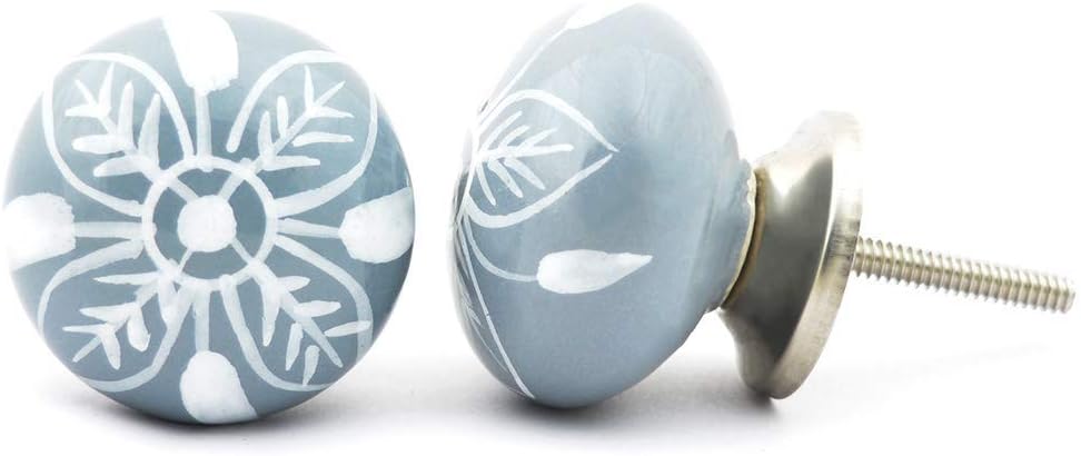 Ferretería para armarios Tiradores de puerta de cerámica blanca y gris