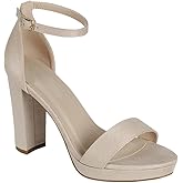 ABSOLEX Women Ankle Strap Open Toe Chunky Platform Dress High Heel Sandal