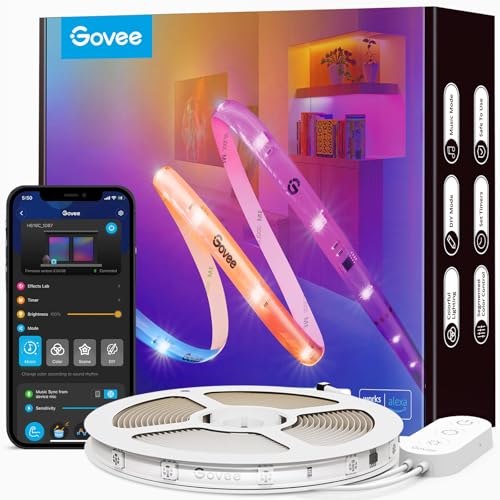 Govee 10 m RGBIC Pro LED Strip Lights, Smart LED Strip Lights that work with Alexa and Google Assistant, Coated Strip Lights to Sync with Music, App Control, Colour Changing, Suitable for the Home, Bedroom, Gaming