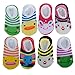 FlyingP 5Pairs Baby Toddler Anti Slip Skid Socks for 6-18 Months Cute Animal Stripes No-Show Crew Boat Socks Baby Socks Footsocks