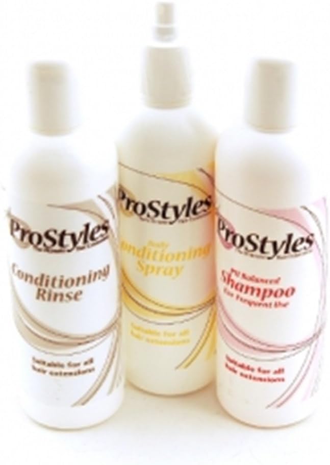 ProStyles Wig and Hair Extension Care Pack | Shampoo, Conditioner and Conditioning Spray | 3 x 250ml Bottles |For Synthetic Fibre or Human Hair