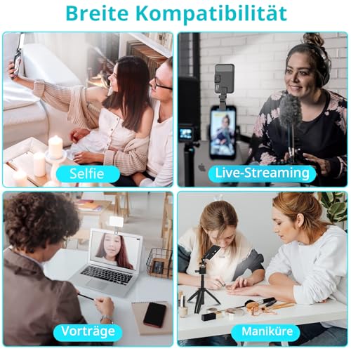 Selfie Light, 60 LED 2200 mAh Rechargeable Mobile Phone Fill Light, 7 Modes, 10 Levels Brightness, Portable Clip-On Light for Phone/Tablet/Laptop, Zoom Call Vlog Makeup TikTok Video Fill Light