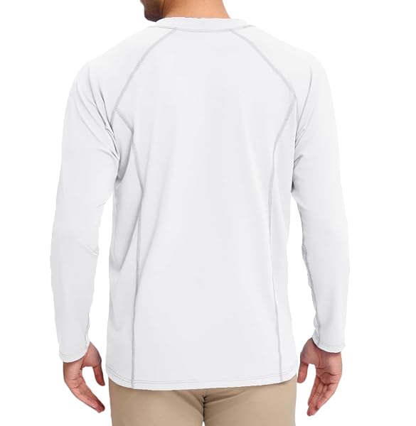 BOMBROOSTER 2 PACK UPF 50+ MENS SWIM SHIRT LONG SLEEVE RASH GUARD – MOISTURE WICKING, COOLING NYLON FOR SUN PROTECTION & OUTDOOR ACTIVITIES WHITE