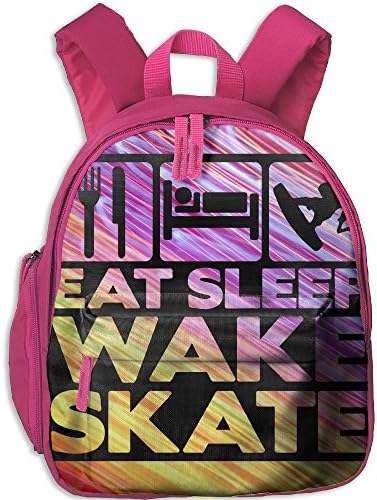 Eat Sleep Wake Skate New Style Kid's Shoulder Backpack School Bag School Backpack Backpack For Teens Boys Girls Students Pink