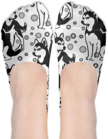 DISXHSH Thin Hidden No Show Liner Christmas Siberian Husky With Snowflakes Athletic Running Socks Non Slip Flat Boat Line
