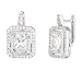 Mia Sarine Womens Cubic Zirconia Rectangular Drop Post Earrings in Rhodium over Sterling Silver
