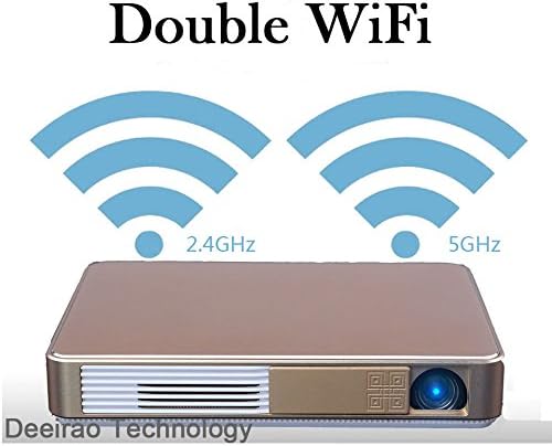 4K UHD 3D DLP Mini Pocket Home Theater Projector Android4.4 Octa Core GPU 1280x720 Native Resolution Support 2160P 1080P HDMI USB LED Lamp Alloy Body Youtube Facebook Gold