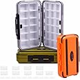 Waterproof Fishing Tackle Box 3 Pack, Double-Sided with 19 Adjustable Dividers, Leakproof Bait Storage Case for Trout Ultralight Fishing & Travel (Green, Orange, Gray)