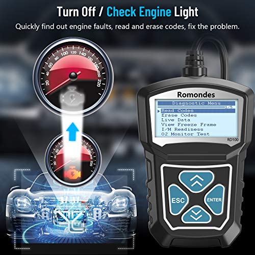 Code Reader, Automotive Check Engine Light OBD2 Scanner, Romondes RD100