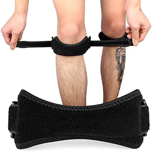 Lonew Patella Knee Straps - Adjustable Sponge Patellar Support Band, Protect Knee Joints and Relieve Pain, Velcro Stick Knee Straps for Non-slip for Exercise Equipment, Outdoor Sports, Fitness (2 pack