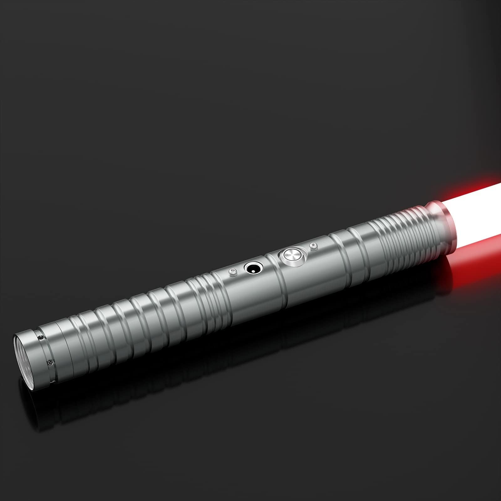 Lischwert Lightsaber, RGB 11 Colors 4 Modle Voices Light Saber, Smooth Swing & Fight Sound Effects, Gift & Cosplay Toys for Kids for Ages 6 and Up(77cm-Sliver)