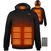 Qdreclod Heated Hoodie for Men Women with Battery Pack 7.4V 16000mAh, Hooded Heated Sweatshirts with 6 Heating Zones