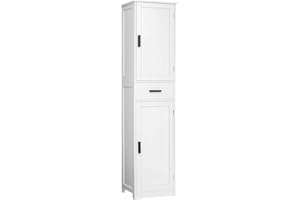 usikey 67'' Tall Bathroom Cabinet, Storage Cabinet with 4 Shelves & 2 Doors, Narrow Storage Cabinets for Bathroom, Living Room, Home Office, White