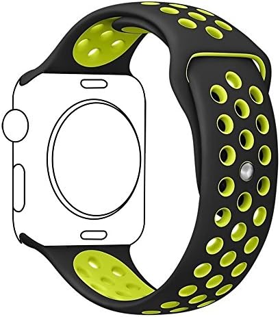 Ocydar Apple Watch Band 38mm, Soft Silicone Nike+ Sport Style Replacement iWatch Strap Band for Apple Watch Series 1 Series 2, Apple Watch Nike+, M/L Size - Black / Volt Yellow