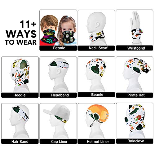 DOMEI 2Pcs Bandana Neck Gaiters for Kids, Breathable Kids Scarf Mask, Cooling Face Scarf for Kids