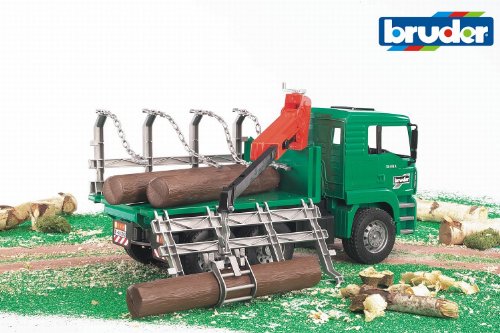 Bruder Toys Man Timber Truck with Loading Crane and 3 Trunks