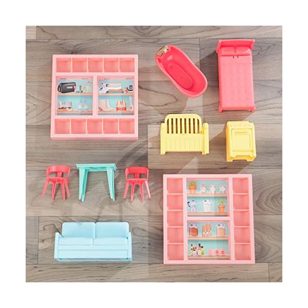 KidKraft 10064 Charlie Puppenhaus aus Holz mit Möbeln und Zubehör Spielset mit 3 Spielebenen für Puppen bis 18 cm – Bild 7