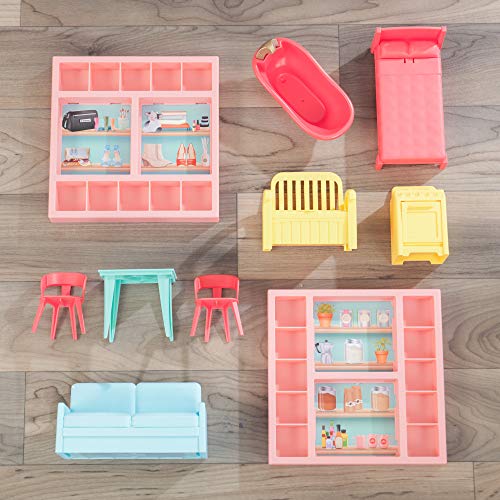 KidKraft 10064 Charlie Puppenhaus aus Holz mit Möbeln und Zubehör Spielset mit 3 Spielebenen für Puppen bis 18 cm – Bild 7