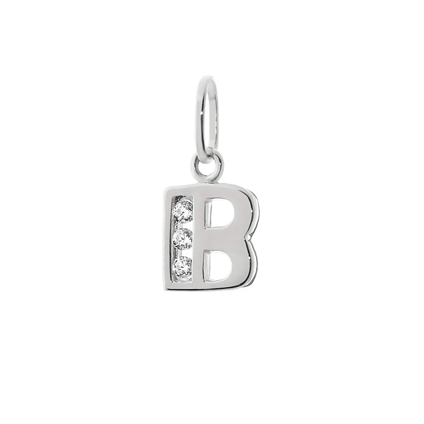 NClaus letter B small pendant 925 sterling silver 8mm alphabet zirconia 9174