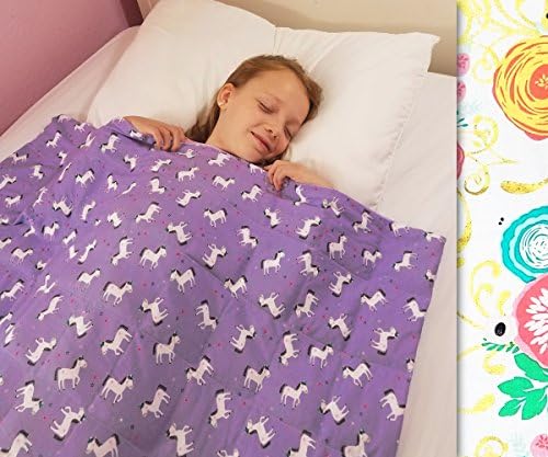 Weighted Blanket by Calming Covers | For adults and kids | Premium 6 lb gravity blanket | best used for stress, anxiety, sensory needs, ADHD &amp; autism in boys, girls &amp; teens | Pink Flowers