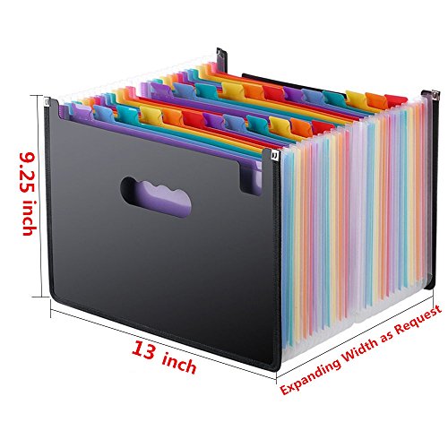 Yizeda Expanding File Folder 24 Pockets/A4 Accordion File Organizer/Multi-Color Accordion with Expandable Wallet Stand/High Capacity Plastic Stand Bag With Colored Tab (colorful)
