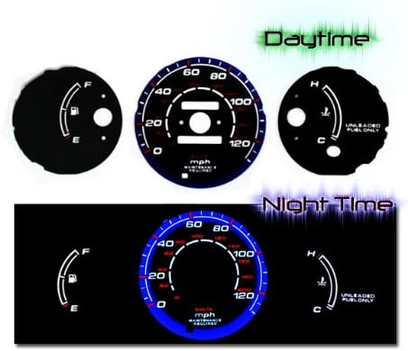96-00 Honda Civic MT w/o Tach Reverse Black Gauges Blue indiglo kit