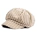 ZLSLZ Womens Corduroy Striped Octagonal Ivy Newsboy Cabbie Gatsby Painter Hats Caps For Women Beige
