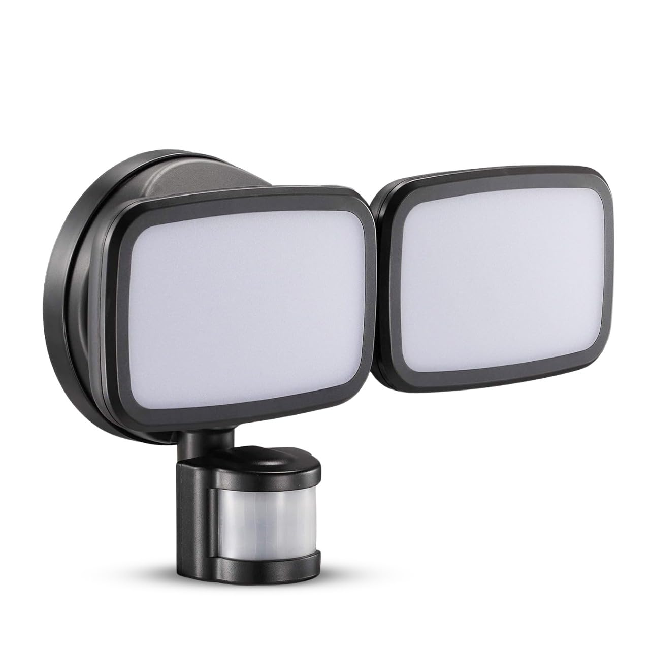 UKEW 30W Twin LED Security Light - Wall Mount PIR Motion Sensor Adjustable Heads Though Polycarbonate with Bright White 6000K Garden Spotlight - Corner Mount Bracket Included