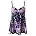 Helisopus Women Floral Tankini Tummy Control Swimwear Tank Top Retro Printed Swimsuit with Boy Shorts 2 Piece Bikini