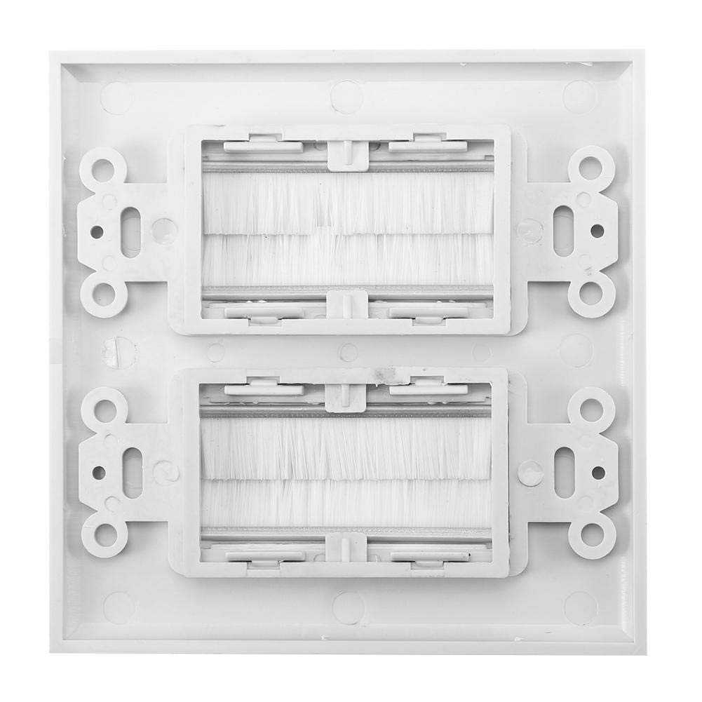 Fdit Wall Plates, Plastic Wall Plate Insert Cover Outlet Mount Brush Wall Plate Cable Pass Anti-dust Brush for Wires for Home Theater Systems(Double mouth)