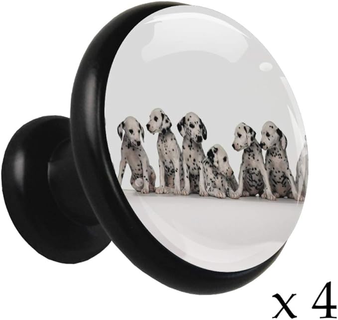 Yuzheng Perro Manchado Perillas Negras de Cocina de 4 Piezas Perillas