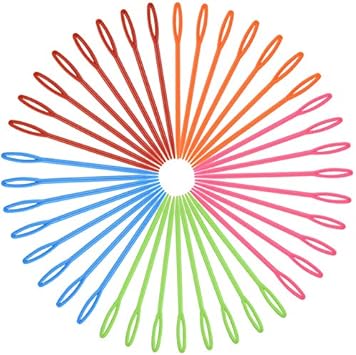 HQdeal Aguja de Coser de Plástico, 100 Piezas 9CM Agujas de Coser de Mano de Plástico Multicolor, Agujas Seguridad para Artesanía de niños, manualidades y bricolaje