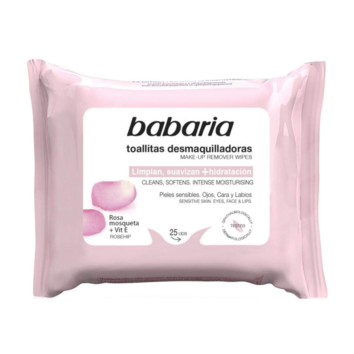 Babaria Unisex Toallitas Desmaquillantes BABARIA ROSA MOSQUETA MAKE UP REMOVING TOWELS 25UN, Black, One Size UK
