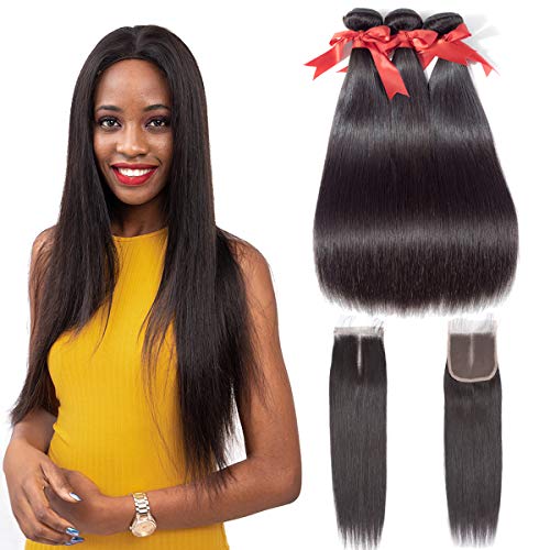 Beauhair Straight Hair Bundles With Closure Middle Part 20 22 24
