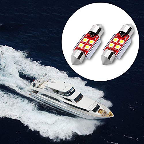 Shangyuan 31mm(1.22inch) Marine LED Bulb Replacement Festoon Bulbs for Navigation Light Boat Anchor Light Starboard Light Bow Light Running Lights 750 Lumens Extremely Bright White 12v-24v (pack of 2)