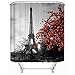 Uphome 72 x 72 Inch Waterproof Grey Paris Eiffel Tower Custom Bathroom Shower Curtain - Cityscape Red Flower Polyester Fabric Bathroom Curtain Ideas