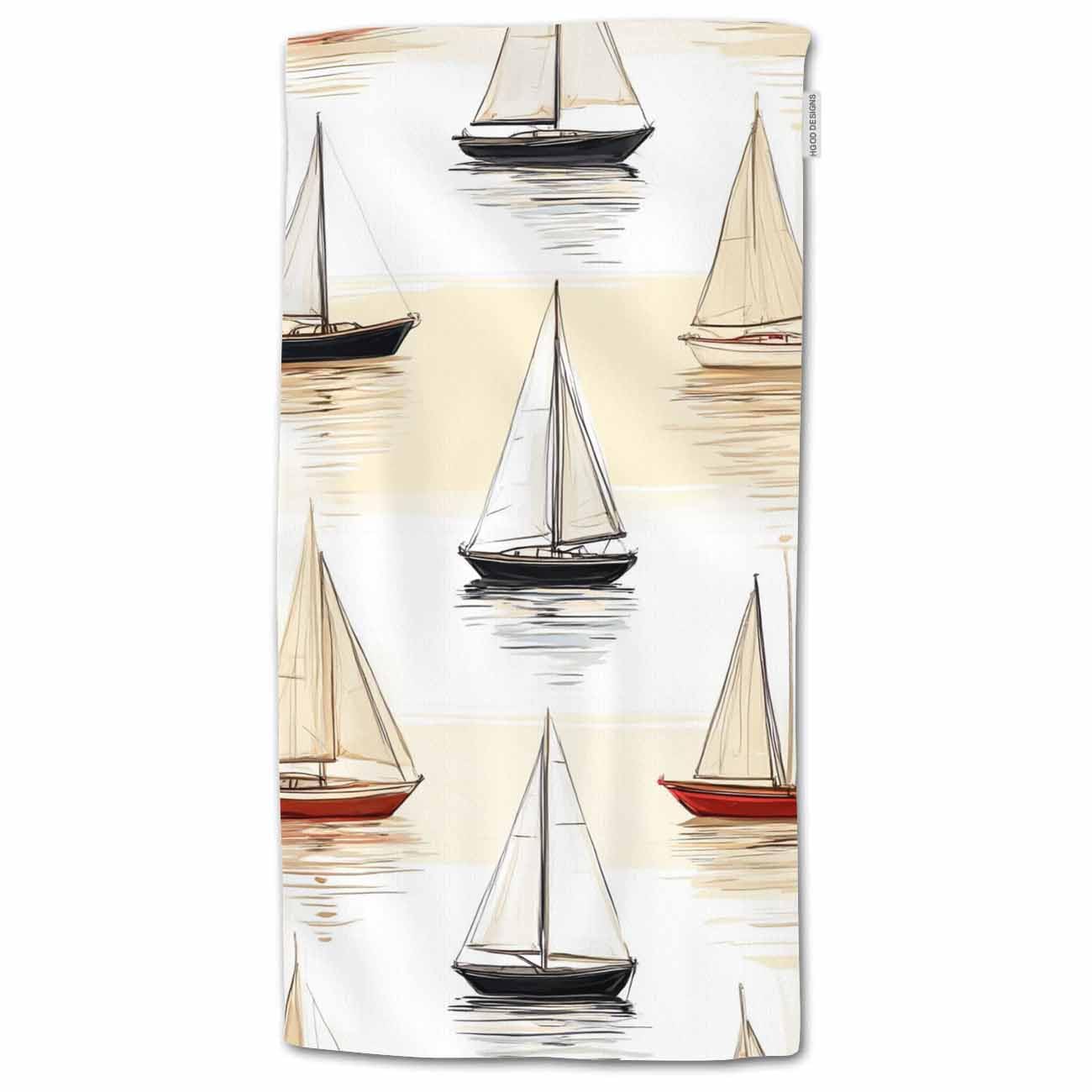 HGOD DESIGNS Sailboat Hand Towels The Summer Beach Surfing The Ocean Sailboat Soft Hand Towel for Bathroom Kitchen Yoga Gym Decorative Towels 15"X30"