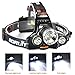 KAZOKU Bright Headlight Headlamp Flashlight Torch 3 CREE XM-L2 T6 LED with 4 PCS Rechargeable Batteries and Wall Charger …