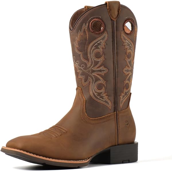 Amazon.com: Western Rodeo Square Toe Leather Boots (Black  display picture 1