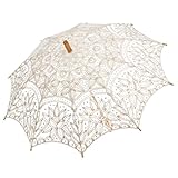 Remedios(19 colors) Wedding Embroidery Cotton Lace Sun Parasol Umbrella Ivory