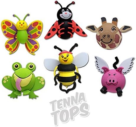 Tenna Tops 6 Pc Assorted Top Sellers Car Antenna Toppers / Antenna Balls / Car Mirror Danglers