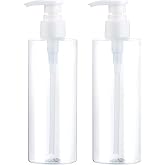 Gungtien Plastic Pump Bottles Dispenser 2Pack 12.1oz BPA Free Lotion Bottle | Empty Clear Pump Bottle Refillable Shampoo Containers for Shampoo, Body Wash, Conditioner, Massage Oil