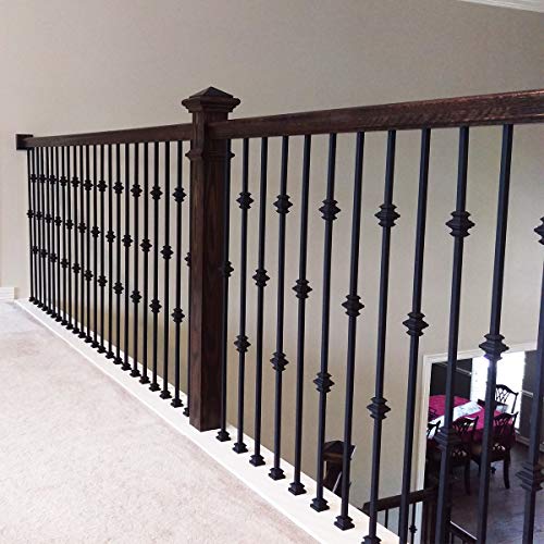 Stair Balusters (10-Pack) Hollow Double Knuckle Iron Spindles - Real Satin Black not Matte Metal Balusters 1/2" x 44" Tall Stair Parts Metal Spindles - Thumbnail 2